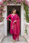 Maroon Cotton Readymade Suit Set With Cotton Dupatta