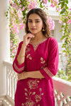 Maroon Cotton Readymade Suit Set With Cotton Dupatta