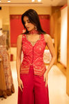 Red Dola Readymade Sharara Set With Dupatta