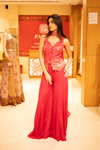 Red Dola Readymade Sharara Set With Dupatta
