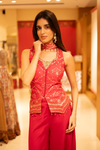 Red Dola Readymade Sharara Set With Dupatta