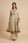 Timely Beauty Tussar Organza Readymade Sharara Set With Organza Dupatta