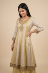 Timely Beauty Tussar Organza Readymade Sharara Set With Organza Dupatta