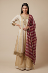 Timely Beauty Tussar Organza Readymade Sharara Set With Organza Dupatta