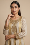 Timely Beauty Tussar Organza Readymade Sharara Set With Organza Dupatta