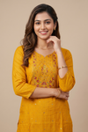 Mustard Crush Tissue Readymade Suit Set With Banarasi Silk Dupatta
