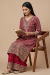 Rani Georgette Readymade Suit Set With Georgette Dupatta