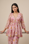 Pink Georgette Readymade Sharara Set With Net Dupatta