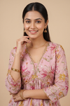 Pink Georgette Readymade Sharara Set With Net Dupatta