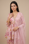 Pink Georgette Readymade Sharara Set With Net Dupatta