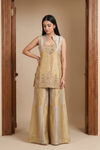 Tussar Timely Beauty Organza Readymade Sharara Set With Organza Dupatta