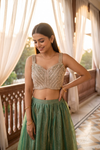 Timelessly Yours Mint Green Organza Readymade Sharara Set With Net Dupatta