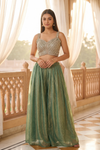 Timelessly Yours Mint Green Organza Readymade Sharara Set With Net Dupatta