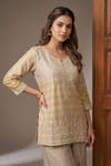 Gold Eternal Elegance Tissue Readymade Sharara Set With Tissue Dupatta