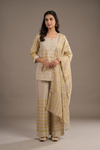 Gold Eternal Elegance Tissue Readymade Sharara Set With Tissue Dupatta