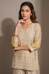 Gold Eternal Elegance Tissue Readymade Sharara Set With Tissue Dupatta