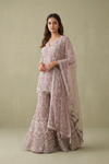Stunningly Unique Onion Net Readymade Sharara Set With Net Dupatta