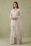 Timely Beauty Tussar Net Readymade Sharara Set With Net Dupatta