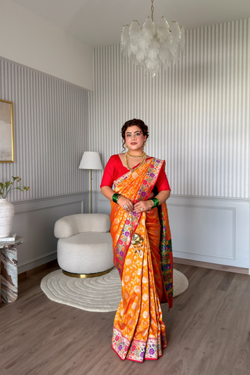 Mustard Silk Saree With Unstitched Blouse