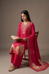 Rani Crepe Readymade Suit And Plazzo with Crepe Dupatta