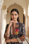 Black Chinon Readymade Suit And Plazzo Set