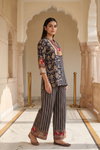 Black Chinon Readymade Suit And Plazzo Set