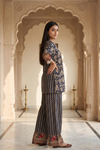 Black Chinon Readymade Suit And Plazzo Set
