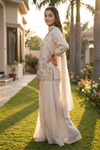 Tussar Shimmer Readymade Suit And Plazzo With Shimmer  Dupatta