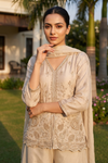 Tussar Shimmer Readymade Suit And Plazzo With Shimmer  Dupatta