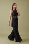 Bold Statement Black Net Readymade Sharara Set With Georgette Dupatta