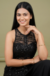 Bold Statement Black Net Readymade Sharara Set With Georgette Dupatta
