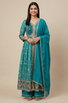 Effortless Glamour Rama Chinon Readymade Suit Set With Chinon Dupatta
