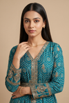 Effortless Glamour Rama Chinon Readymade Suit Set With Chinon Dupatta