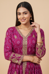 Noble Bloom Magenta Chinon Readymade Suit Set With Chinon Dupatta