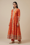 Heritage Glow Rust Chinon Readymade Suit Set With Chinon Dupatta