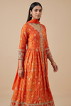 Heritage Glow Rust Chinon Readymade Suit Set With Chinon Dupatta