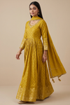 Soft Heritage Pista Shimmer Readymade Suit Set With Georgette Dupatta