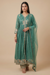 Pastel Majesty Mint Green Shimmer Suit With Net Dupatta