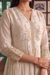 Effortlessly Beautiful Off White Pastel Shimmer Suit With Net Dupatta