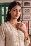 Effortlessly Beautiful Off White Pastel Shimmer Suit With Net Dupatta