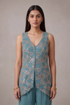 Timelessly Yours Sky Blue Georgette Readymade Suit Set With Georgette Dupatta