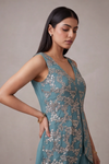 Timelessly Yours Sky Blue Georgette Readymade Suit Set With Georgette Dupatta