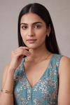 Timelessly Yours Sky Blue Georgette Readymade Suit Set With Georgette Dupatta