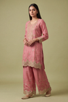 Glow Different Gajari Georgette Readymade Suit Set With Organza Dupatta