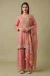 Glow Different Gajari Georgette Readymade Suit Set With Organza Dupatta