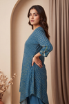 Statement Look Peacock Crepe  Readymade Suit And Plazzo Set
