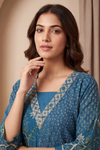 Statement Look Peacock Crepe  Readymade Suit And Plazzo Set