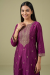 Magenta Banarasi Silk Readymade Suit With Silk Dupatta