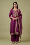 Magenta Banarasi Silk Readymade Suit With Silk Dupatta