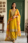 Raw Elegance Mustard Georgette Readymade Sharara Set With Georgette Dupatta